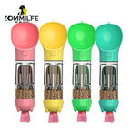 KOMMILIFE Portable Cat Dog Water Bottle Food Feeder Drinker Poop Dispenser 3 in 1 Leak-Proof Multifunctional Dog Waterer Bottle