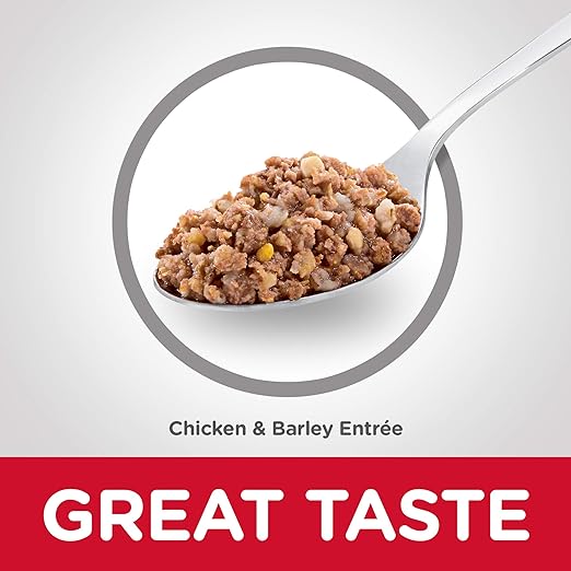 Hill's Science Diet, Alimento en Lata para Perros Adultos + de 7 años Receta de Pollo y Cebada (lata de 360 gr)