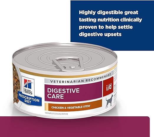 Hill's Prescription Diet i/d Digestive Care (Cuidado Digestivo) Estofado de Verduras y Pollo Alimento enlatado para perros