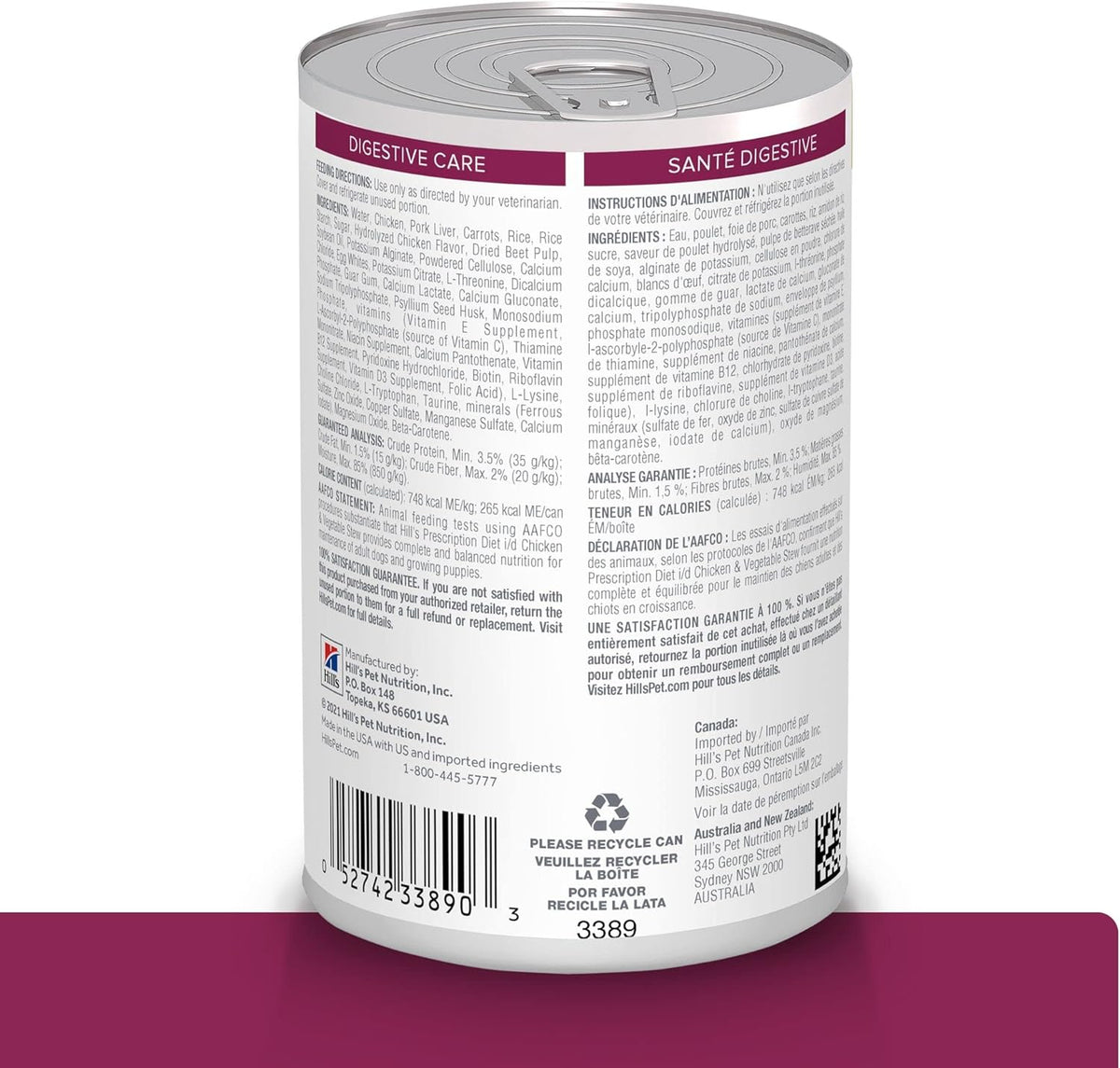 Hill's Prescription Diet i/d Digestive Care (Cuidado Digestivo) Estofado de Verduras y Pollo Alimento enlatado para perros
