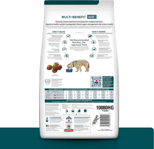 Hill's Prescription Diet w/d Alimento Seco para Perros Digestivo/Peso/Glucosa/Manejo Urinario con Sabor a Pollo