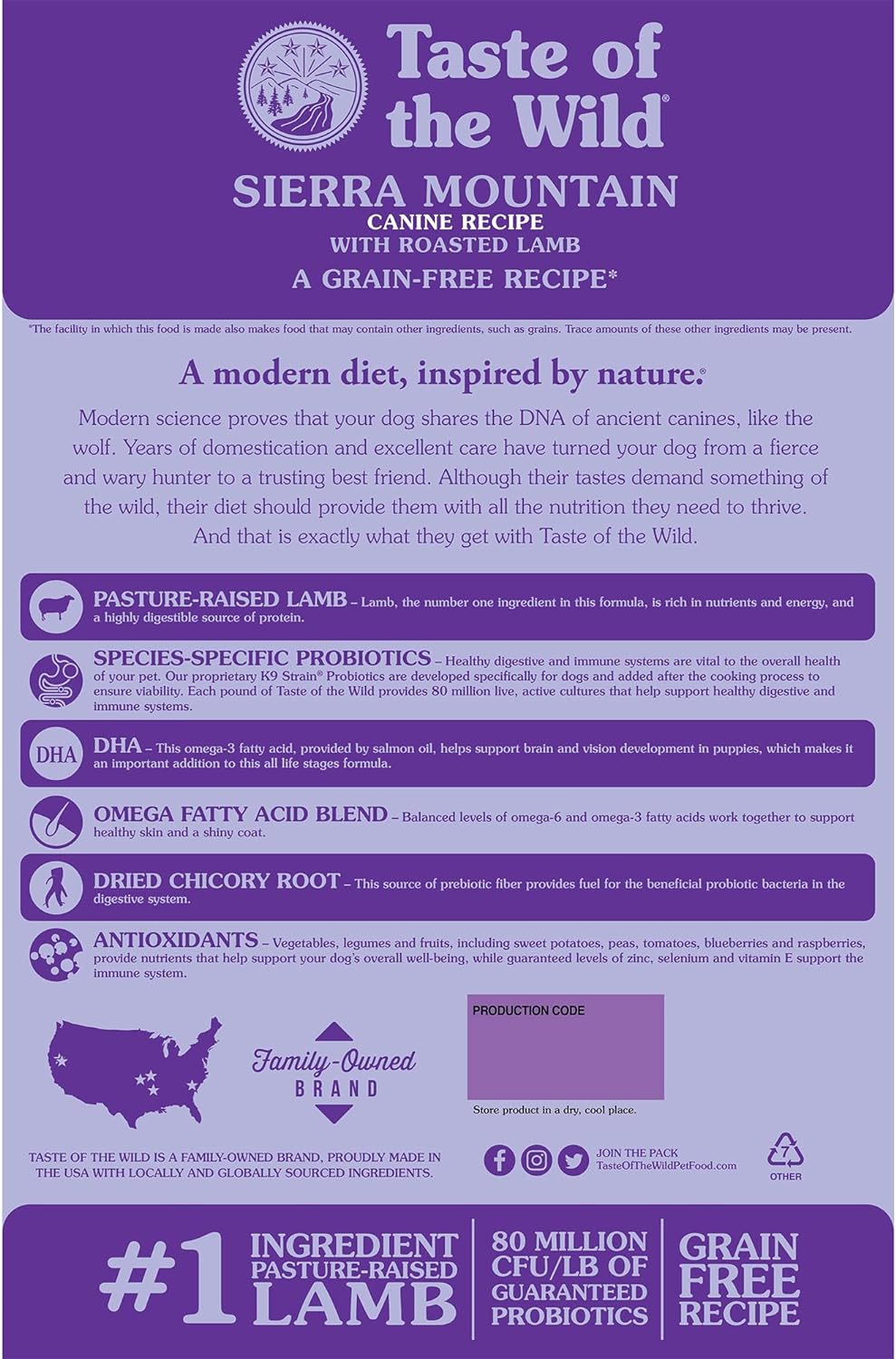 TASTE OF THE WILD-SIERRA MOUNTAIN CANINE ROASTED LAMB(CORDERO) 25/15 12.70 Kg
