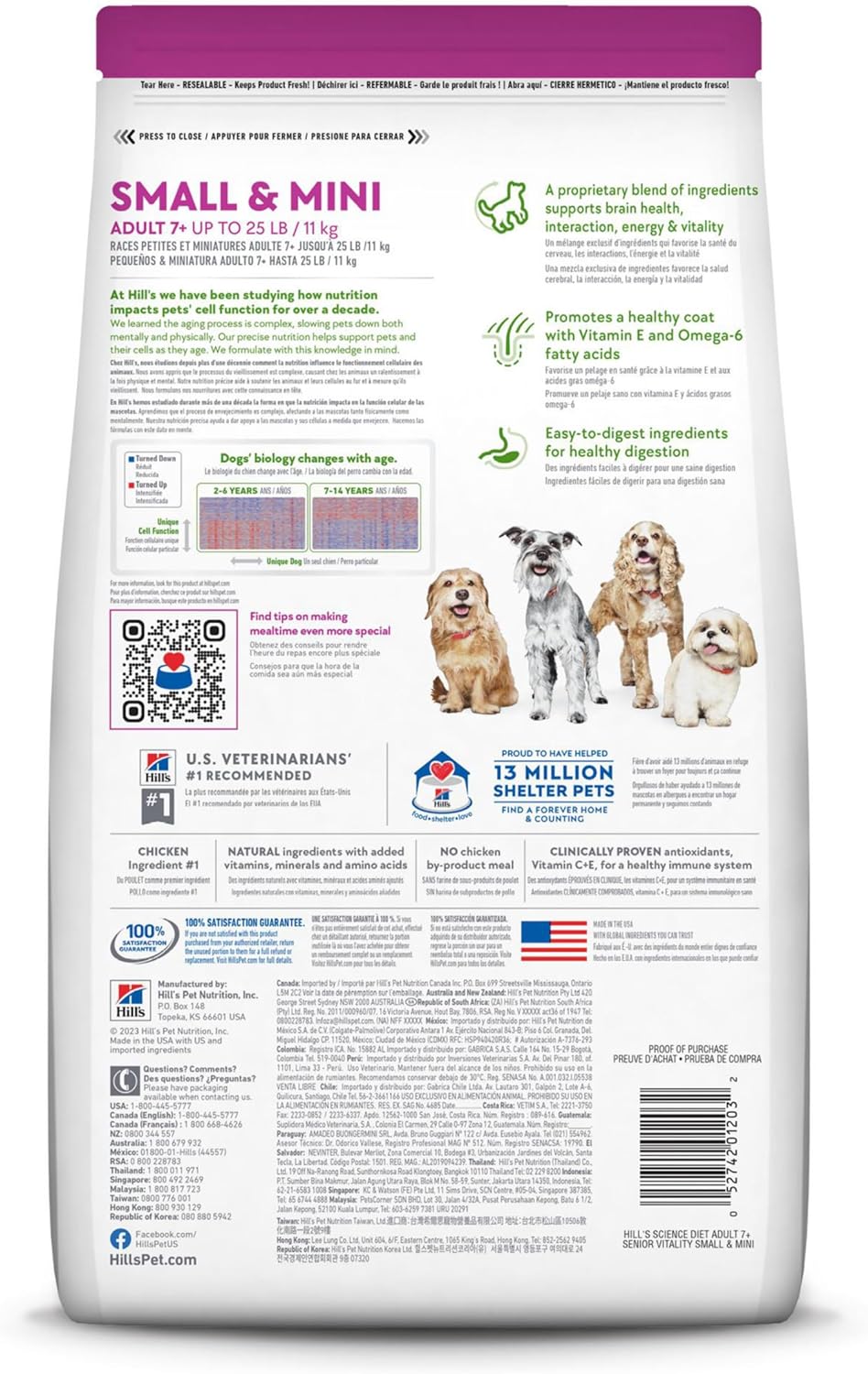 Hill's Science Diet, Alimento para Perro Vitalidad Juvenil 7+ años Small Bites