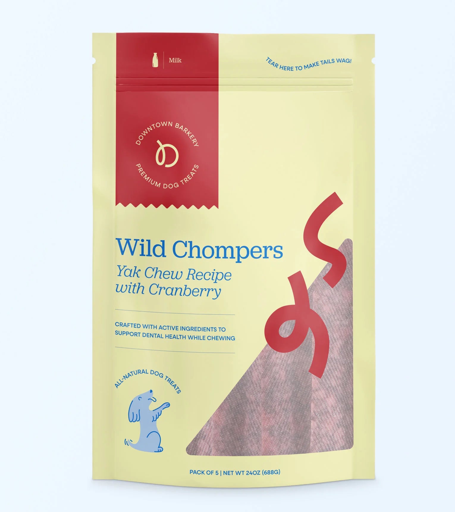 Long Lasting Dental Yak Chews - Cranberry and Blueberry Yak Chews for Dogs